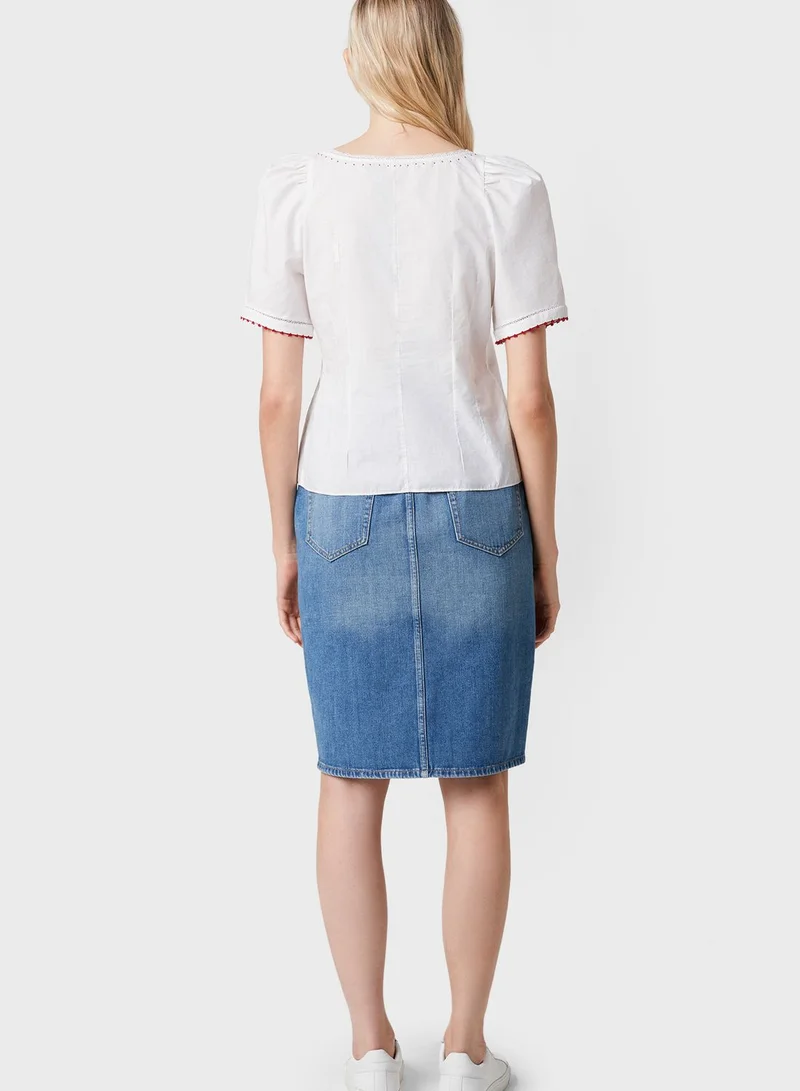 French Connection Adeona Embroidered Top