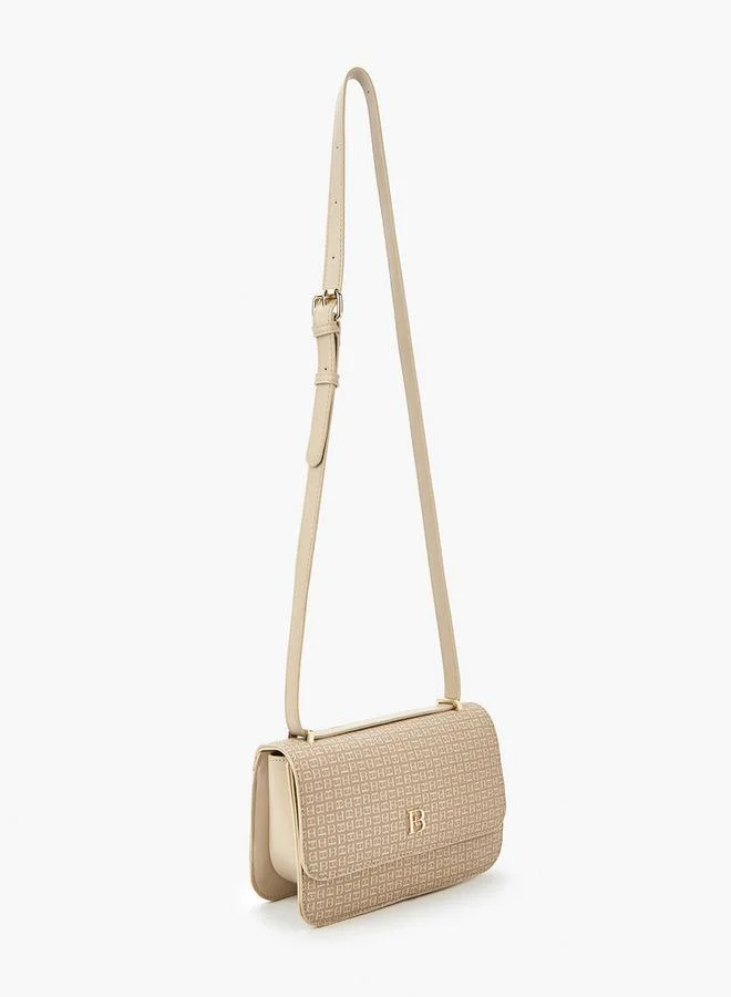 Flora Bella By Shoexpress Flora Bell Monogram Print Crossbody Bag with Flap Closure