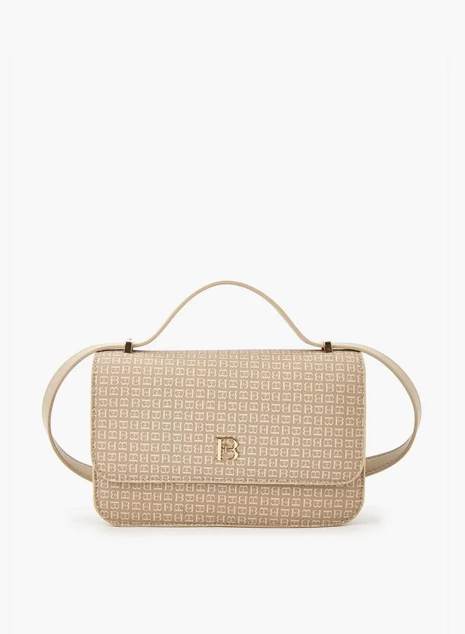 Flora Bella By Shoexpress Flora Bell Monogram Print Crossbody Bag with Flap Closure