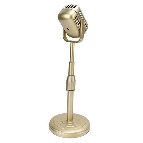 Goshyda Vintage Microphone Prop Model with Adjustable Stand, Old Fashioned Desktop Microphone Prop Decor for Party Decoration, Costume Role Play (Gold) - Image 5