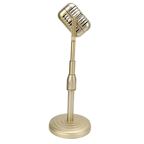 Goshyda Vintage Microphone Prop Model with Adjustable Stand, Old Fashioned Desktop Microphone Prop Decor for Party Decoration, Costume Role Play (Gold) - Image 4