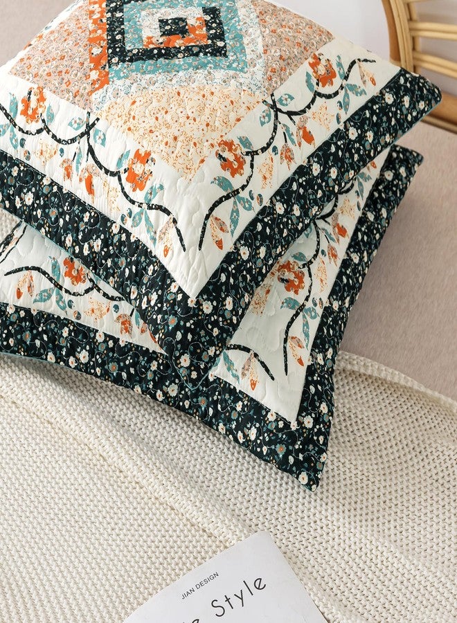 BEDIFANY 2 Pcs Floral Throw Pillow Covers with Cotton Filling, Decorative Neutral Accent Farmhouse Cushion Covers Pillowcase for Couch Sofa Bedroom Living Room Home Decor Outdoor,18×18 Inch - Image 3
