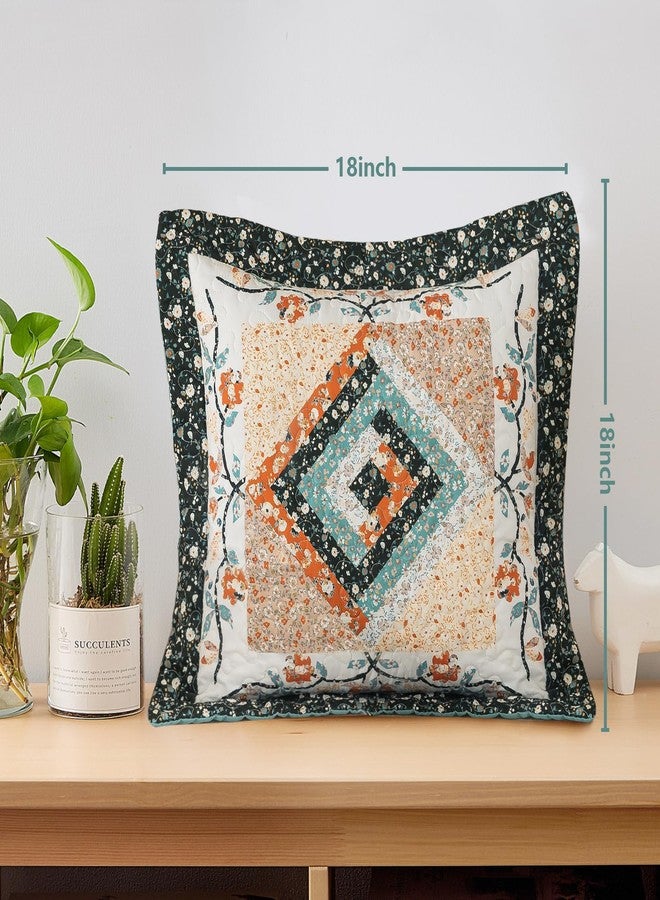 BEDIFANY 2 Pcs Floral Throw Pillow Covers with Cotton Filling, Decorative Neutral Accent Farmhouse Cushion Covers Pillowcase for Couch Sofa Bedroom Living Room Home Decor Outdoor,18×18 Inch - Image 2