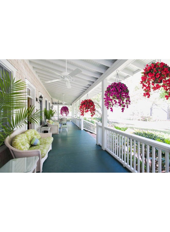 HyeFlora Artificial Fake Flowers Plants with Hanging Baskets for Outdoor, Faux Silk Hibiscus Flower in Pot Planter UV Resistant for Home Porch Outside Garden Yard Patio Decoration, White - Image 2