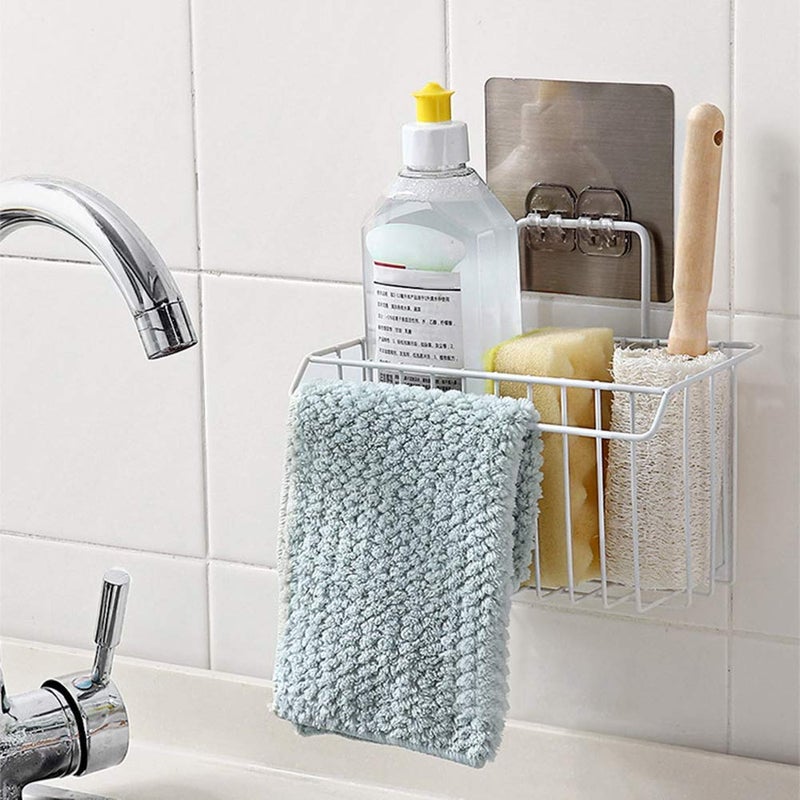ZURATO Stainless Steel Wall Hanging Bathroom Shower Caddy Basket Shelf for Bathroom Sink Sponge Holder Shampoo Conditioner Liquid and Toothbrush Holder with Kitchen Towel Rack Stand - Image 4