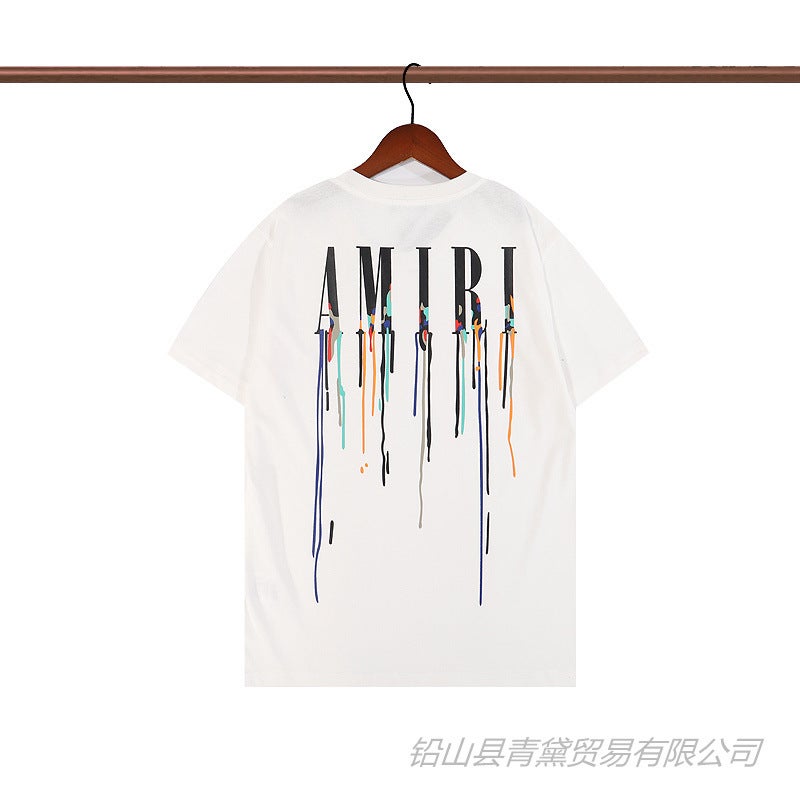 Amiri Letter Print Cotton Tee Unisex Oversized Hip-hop Black  - Image 2