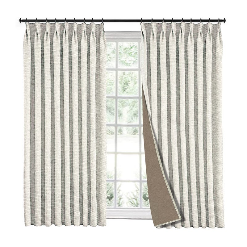 LIYAXUN LIYAXUN Pinch Pleat Curtains 84 inch Length Custom Faux Linen Blackout Drapes for Window Decor 85 Blackout Privacy Protection Curtain Lined 72 W x 84 L 1 Panel Beige 