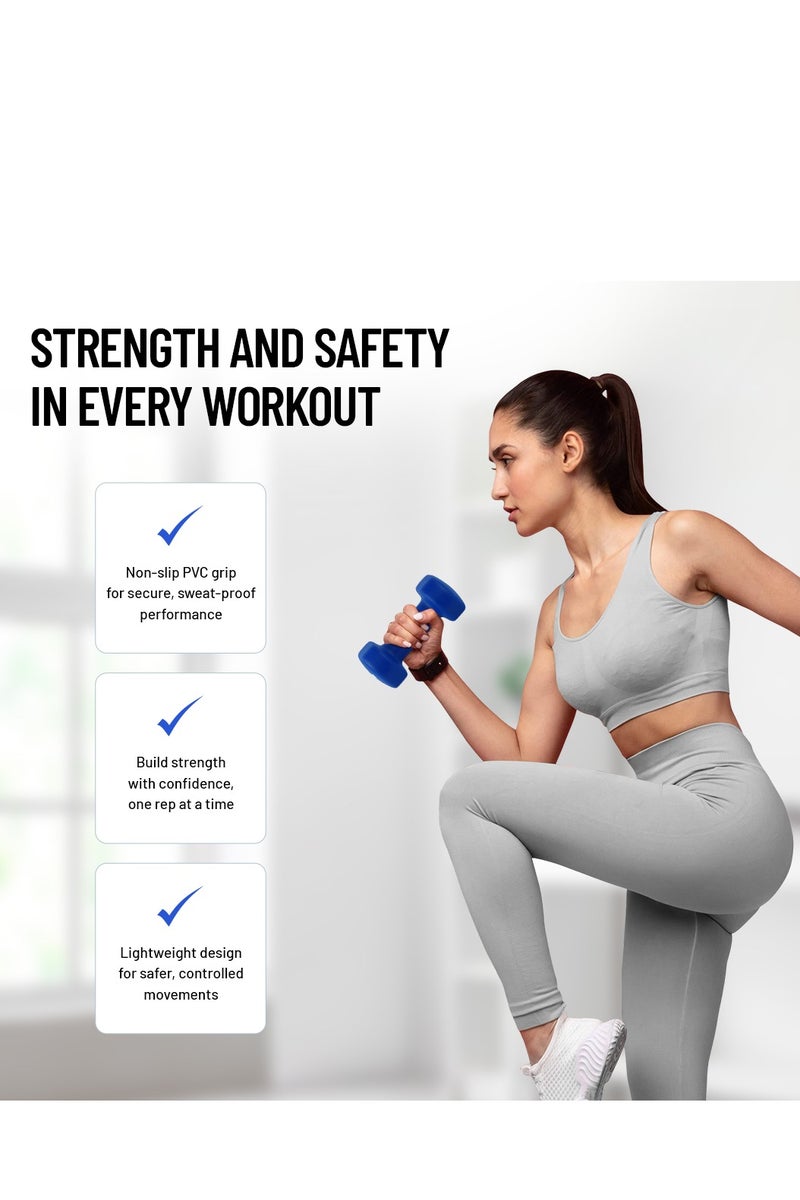 أكسوكس زوج دمبلز أكسوكس نيوبرين 3 كجم للتمارين المنزلية وتقوية العضلات للرجال والنساء - Image 4