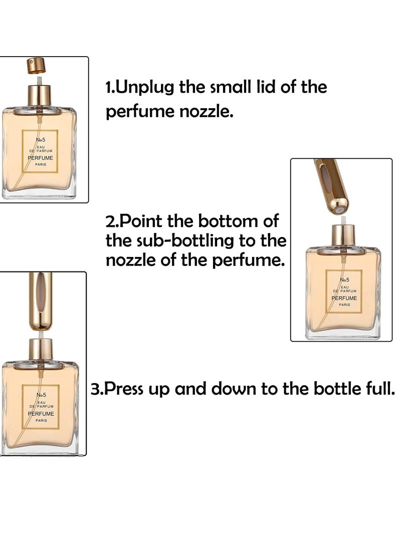 INFLUX INFLUX Refillable Perfume Atomiser Set - 5 Pcs Travel Bottles, Mini 5ML Portable Spray Containers for Aftershave, Fragrance, Ideal for Holidays, Night Out, and On-the-Go Essentials  - Image 2