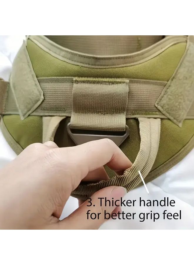 Army Green Tactical Dog Harness Vest For Medium To Large Dogs Adjustable Chest Back Support Ergonomic Design Durable Fabric With Leash Sturdy Metal Buckles Hand Wash Only - Image 5