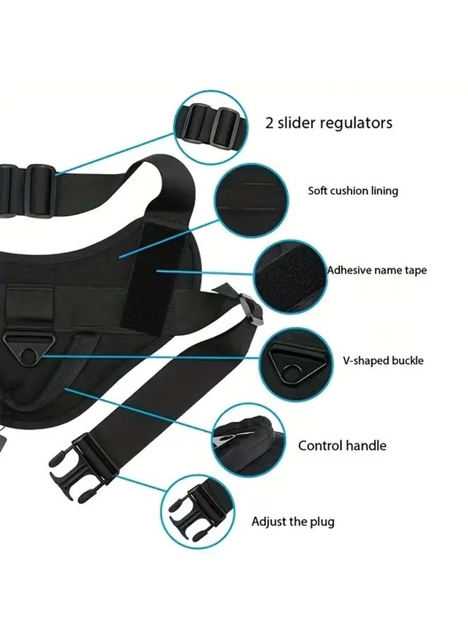 Army Green Tactical Dog Harness Vest For Medium To Large Dogs Adjustable Chest Back Support Ergonomic Design Durable Fabric With Leash Sturdy Metal Buckles Hand Wash Only - Image 2