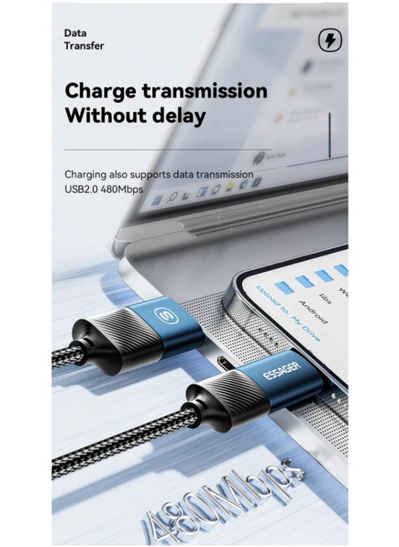 ESSAGER 4 in 1 65W Charging Cable for iPhone iPad Samsung Xiaomi Huawei Honor Motorola,USB A/Type C to Type C/Lighting,Fast Charging and Data Transfer 1M Black  - Image 4