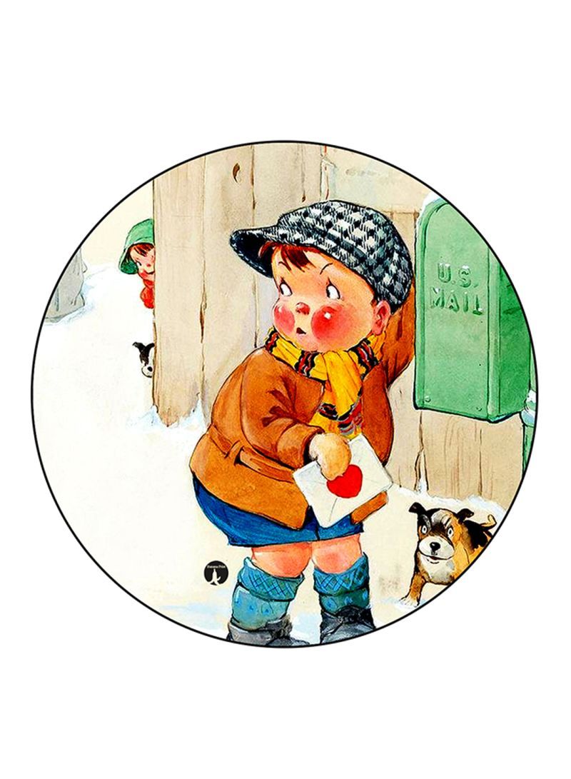 Vintage Art Printed Mouse Pad Round  Multicolour
