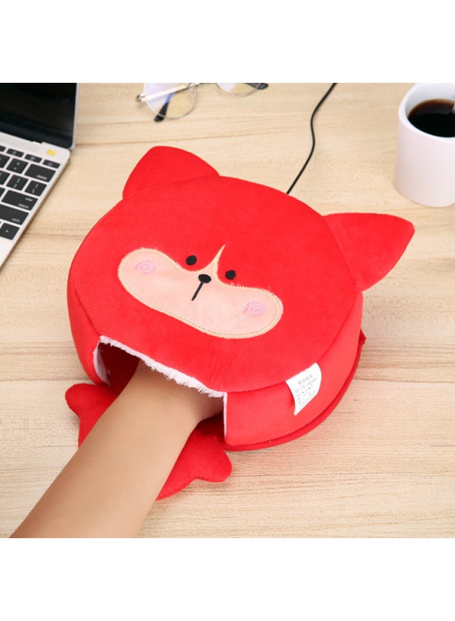 Winter Heating Hand Warmer Mouse Pad With Wrist Guard Winter Mouse Cover Warm Computer Men's Fleece-lined Thickened Gloves Free Shipping-Pattern:Red Little Fox (upgraded Velvet And Thickened Version)  - Image 1