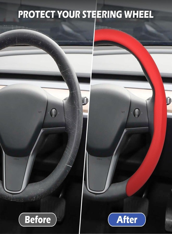 frani Nappa Leather Steering Wheel Cover, Universal 15 Inch Premium Non-Slip Steering Wheel Cover Red - Image 2