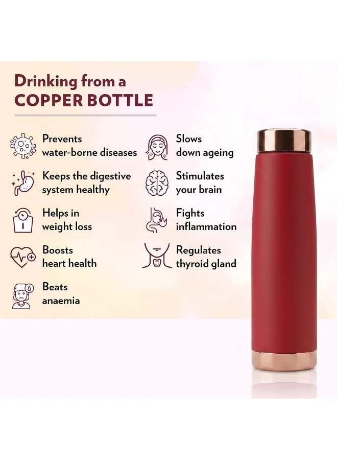 Mobcos red MOBCOS Copper Vacuum Insulated Stainless Steel Water Bottle, Double Wall Thermal Flask, Leakproof Reusable Bottle for Hot & Cold Drinks, BPA Free, Red  | Best Price UAE