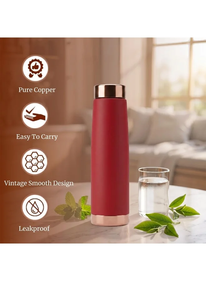 Mobcos red MOBCOS Copper Vacuum Insulated Stainless Steel Water Bottle, Double Wall Thermal Flask, Leakproof Reusable Bottle for Hot & Cold Drinks, BPA Free, Red  | Best Price UAE