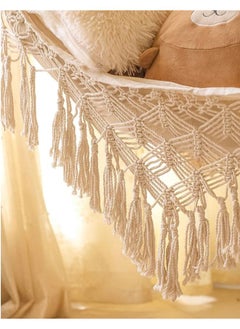 Antikiano Macrame handmade hammock | Outdoor garden furniture | Cotton hammock | Beige handcrafted hammock | Outdoor summer | High quality 200x150 cm hammock  - Image 3