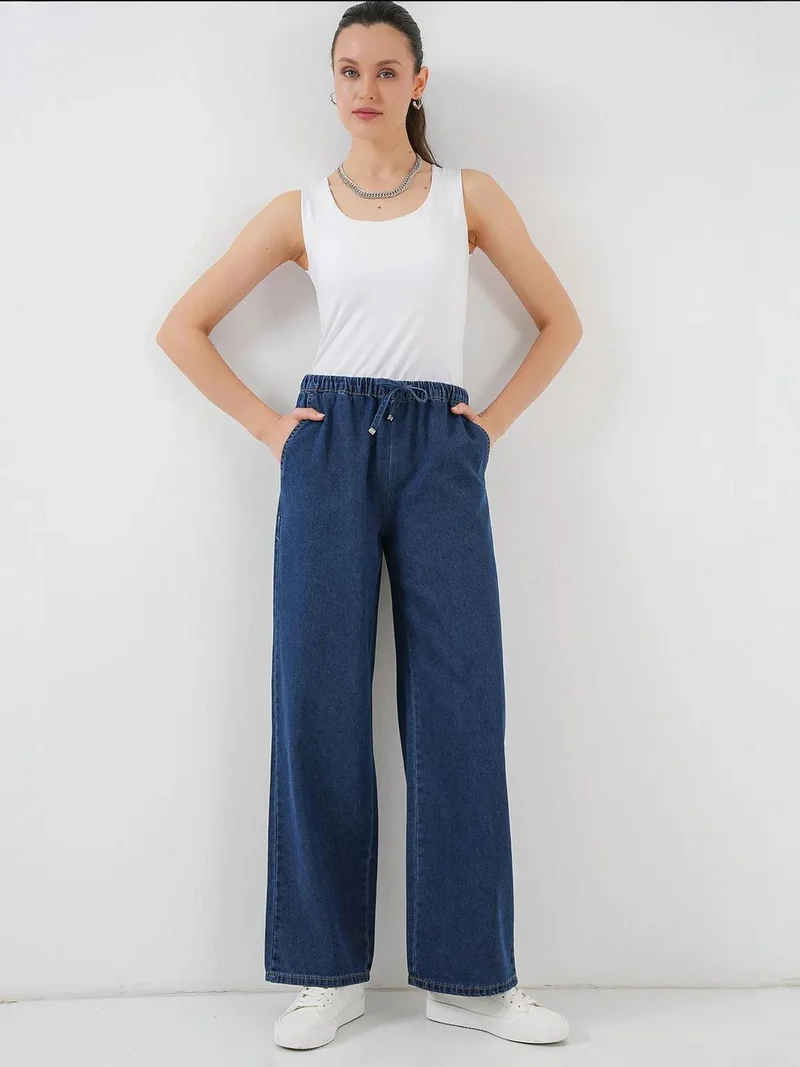 BDART Comfort Wide Leg Denim Jeans with Drawstring