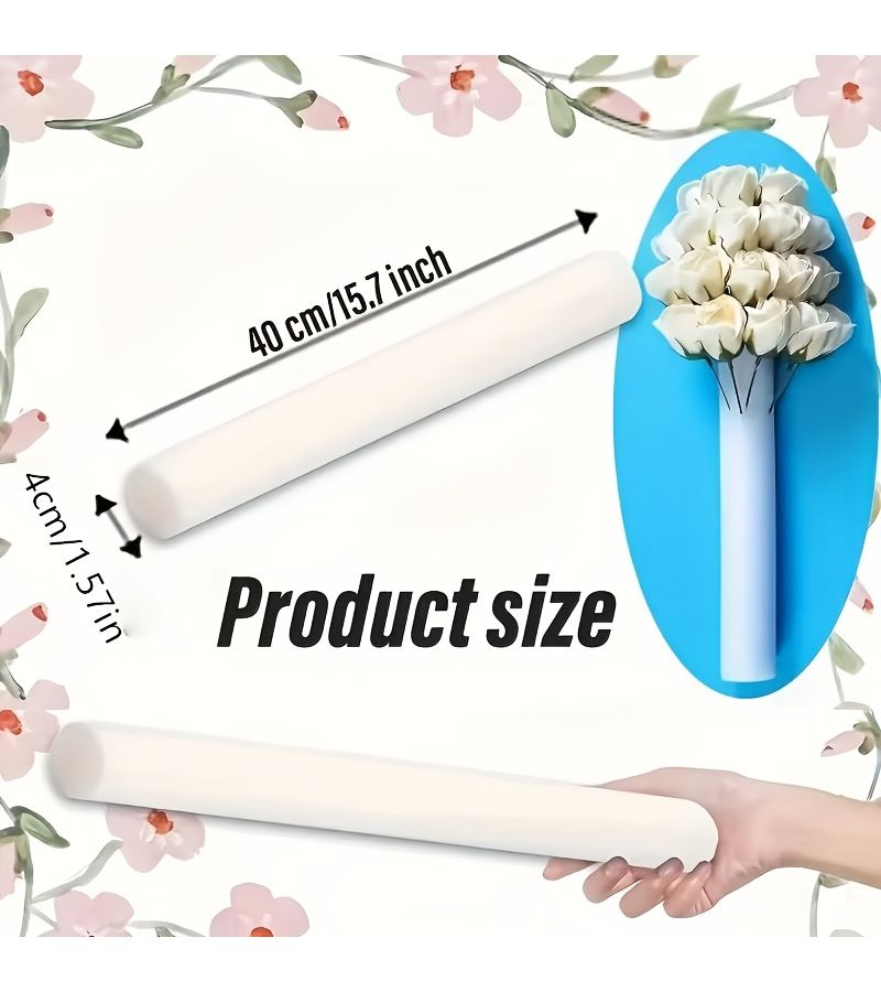 2 قطعة أعواد إسفنج زهور أبيض فاخر لديكور حفلات الزفاف والمناسبات اليدوي - Image 3