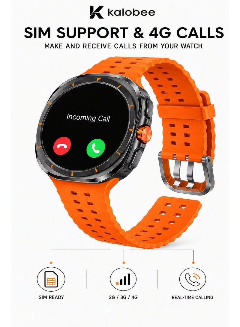 Kalobee AMOLED Smartwatch with GPS and Bluetooth Calling orange Featuring Multi Straps - Image 3
