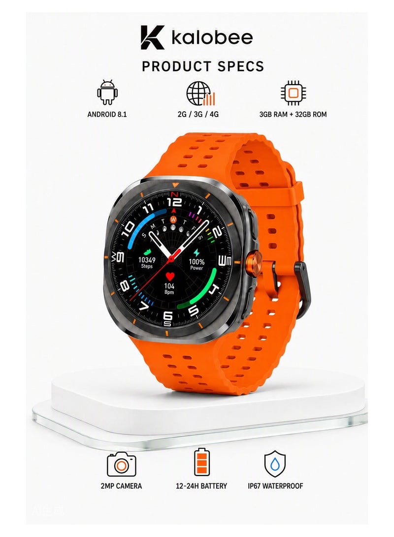 Kalobee AMOLED Smartwatch with GPS and Bluetooth Calling orange Featuring Multi Straps - Image 2