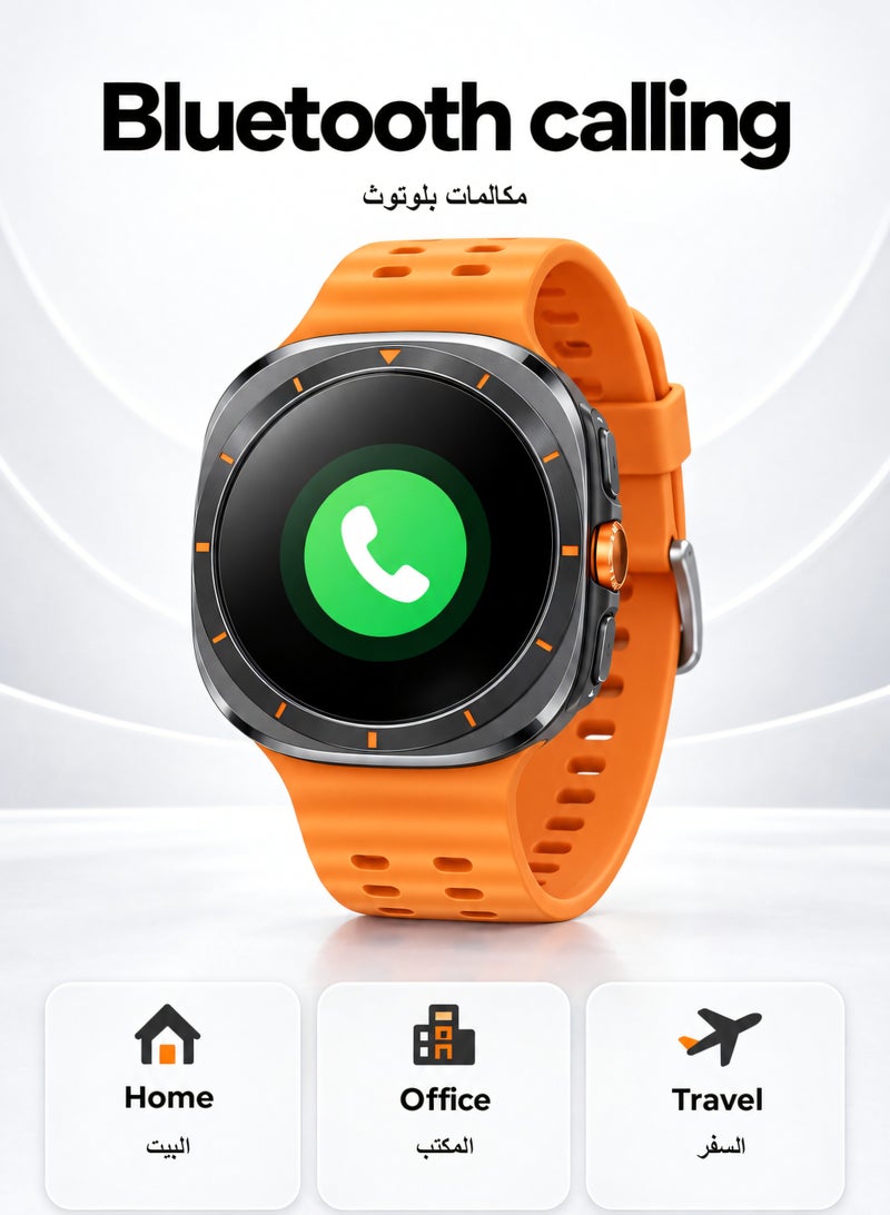 KALOBEE AMOLED Smart Watch Orange GPS Bluetooth Calling Heart Rate Monitor Fitness Tracker with Multiple Straps for Men and Women - Image 3