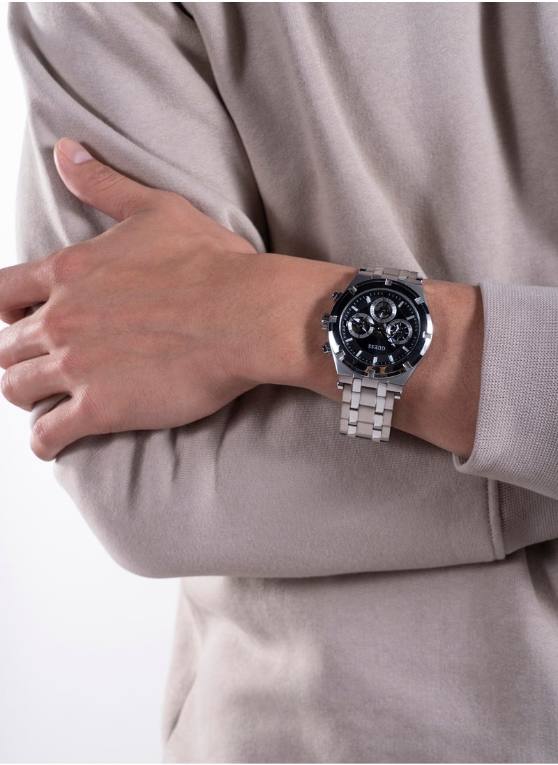 GUESS ساعة يد رجالية من الستانلس ستيل بعقارب دائرية الشكل GW0260G1 - 44 ملم  - Image 4