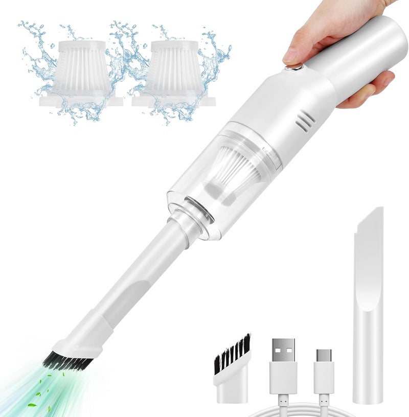 Auloea Wireless Mini Car Vacuum Cleaner(400g) Portable Rechargeable,Handheld Vacuums, Mini but Mighty Dust Busters Cordless Rechargeable,Hand Held Vac for Car/Desk V06/white - Image 1