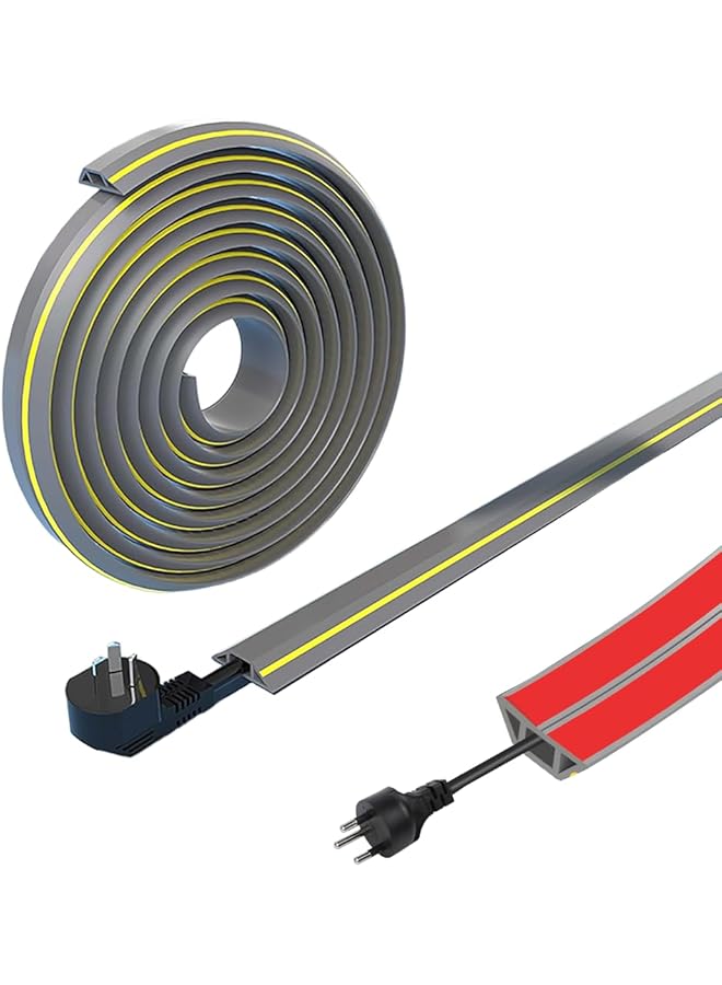6.6ft PVC Cord Cover Self Adhesive Floor Cord Hider Wall Wire Organizer Holder, Cuttable Soft Cable Concealer, Manage Extension Cords to Prevent Cable Cavities & Keep Wires Hidden