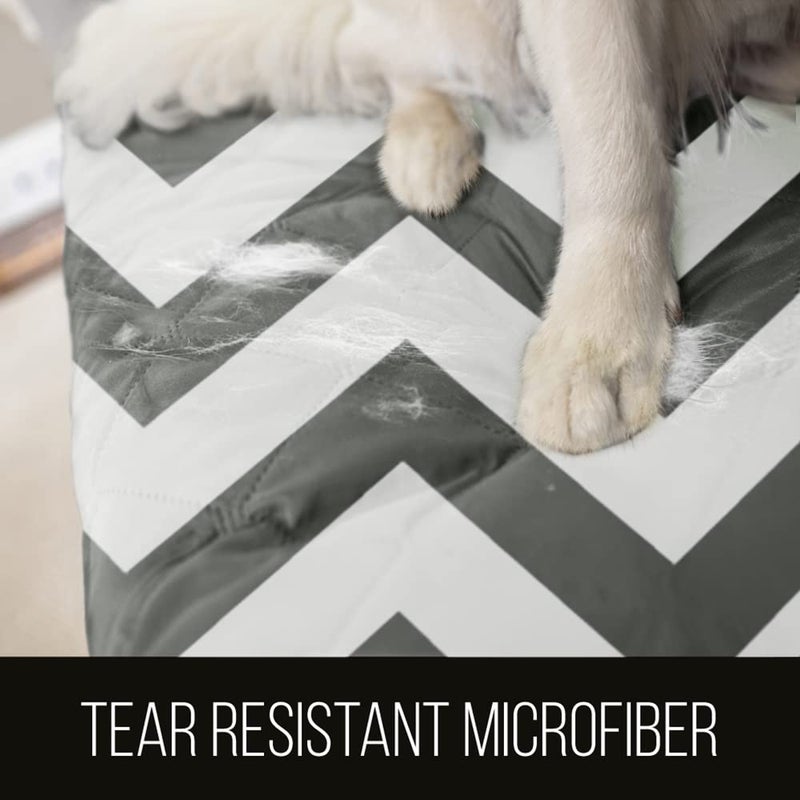 Sofa Shield Couch Slip Cover with Patented Strap, Cushion Protector, US Designed Reversible Stain and Dog Tear Resistant Slipcover, 70 inch Seat, Washable Covers for Dogs Pets, Charcoal Linen - Image 3