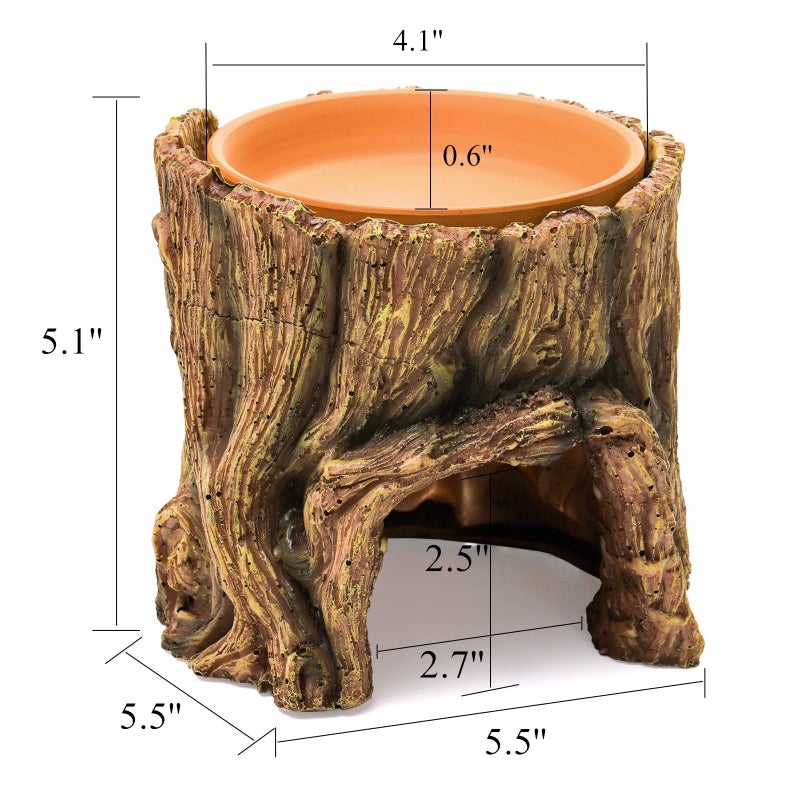 Cididu Reptile Hide Cave Resin, 2 in 1 Reptile Hideout Cave and Food Tray, Reptile Shelter with Detachable Food Bowl, Leopard Gecko Keeper Habitat Help Shedding for Amphibian, Snake, Lizard, Turtle - Image 2