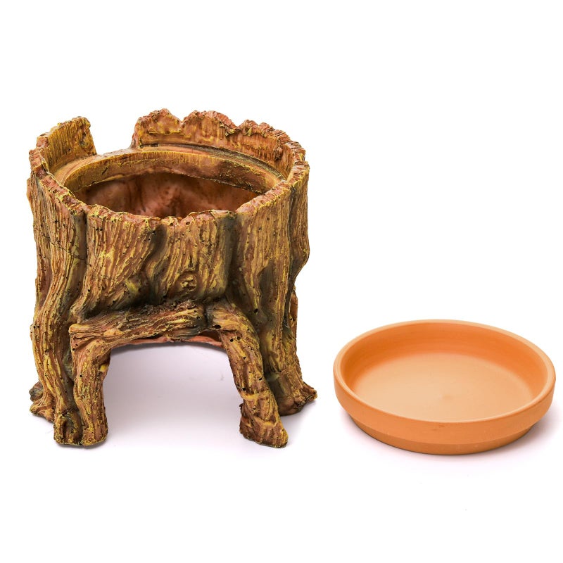 Cididu Reptile Hide Cave Resin, 2 in 1 Reptile Hideout Cave and Food Tray, Reptile Shelter with Detachable Food Bowl, Leopard Gecko Keeper Habitat Help Shedding for Amphibian, Snake, Lizard, Turtle - Image 3