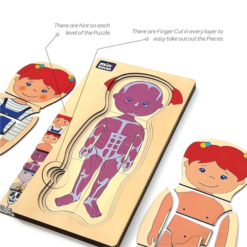 Mini Leaves Wooden Human Body Puzzle for Kids | 5-Layer 3D Matching Anatomy Puzzle | Educational Montessori Toy with Pieces for Children Ages 3+ - Image 5