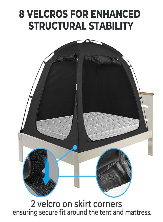 Alvantor® Bed Tent Full Size, 93% Blackout Privacy Sleep Tent for Indoor Use, Easy to Set Up Dream Play Tent with 2 Doors, Portable Breathable Shelter for Kids and Adults, Black - Image 3