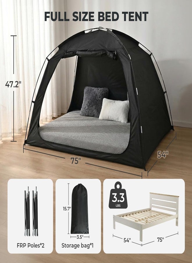 Alvantor® Bed Tent Full Size, 93% Blackout Privacy Sleep Tent for Indoor Use, Easy to Set Up Dream Play Tent with 2 Doors, Portable Breathable Shelter for Kids and Adults, Black - Image 5