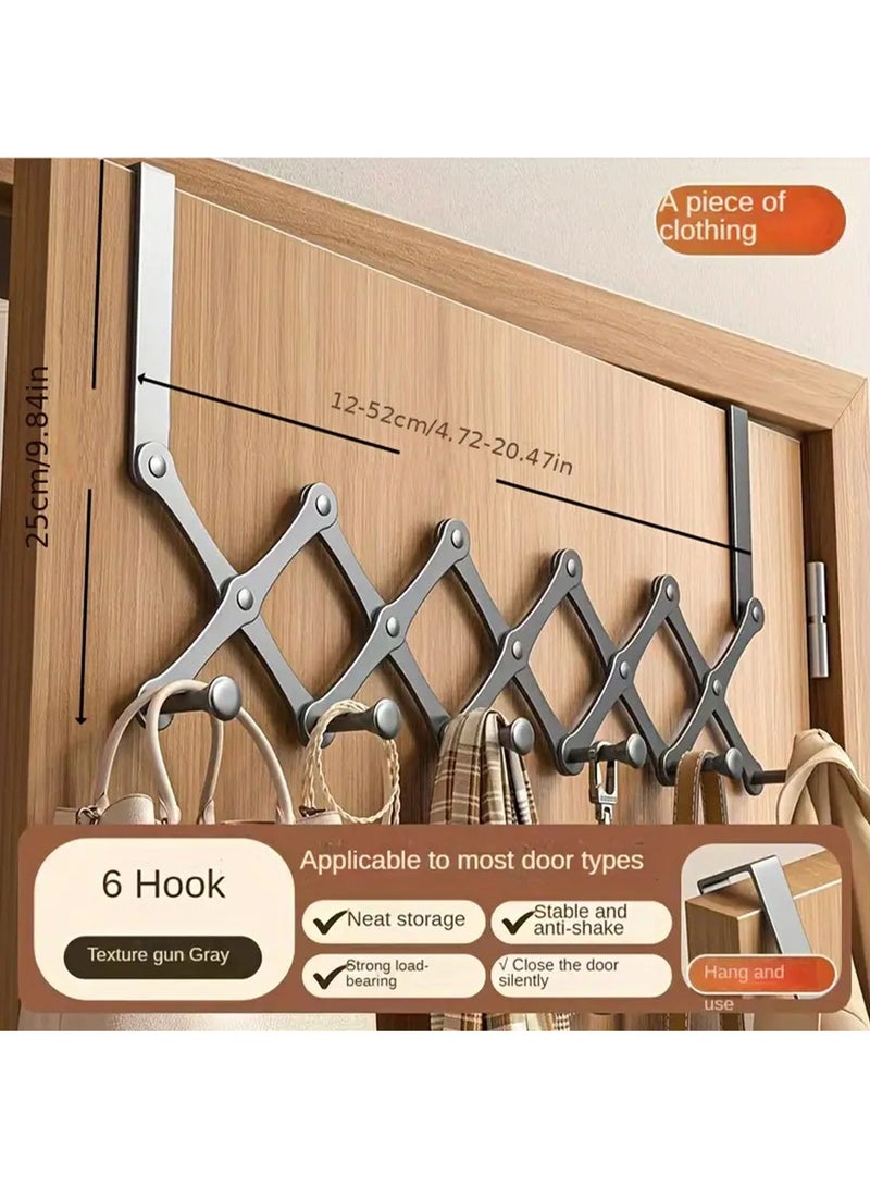 هاي هونور خطاف من الفولاذ المقاوم للصدأ فوق الباب - قابل للتعديل، تركيب بدون ثقب لتعليق الملابس والمناشف والمزيد - مثالي للمطبخ والحمام وغرفة النوم (رمادي) - Image 1