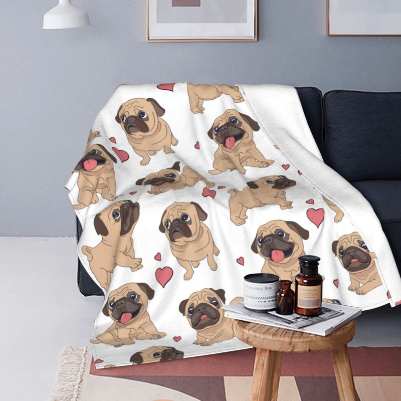 Echoserein لطيف Pug Dog Puppies رمي بطانيات ناعمة ناعمة بطانيات خفيفة الوزن مريحة الفانيلا الفانيلا بطانية لأريكة أريكة غرفة نوم 60 "" x50 "" - Image 1