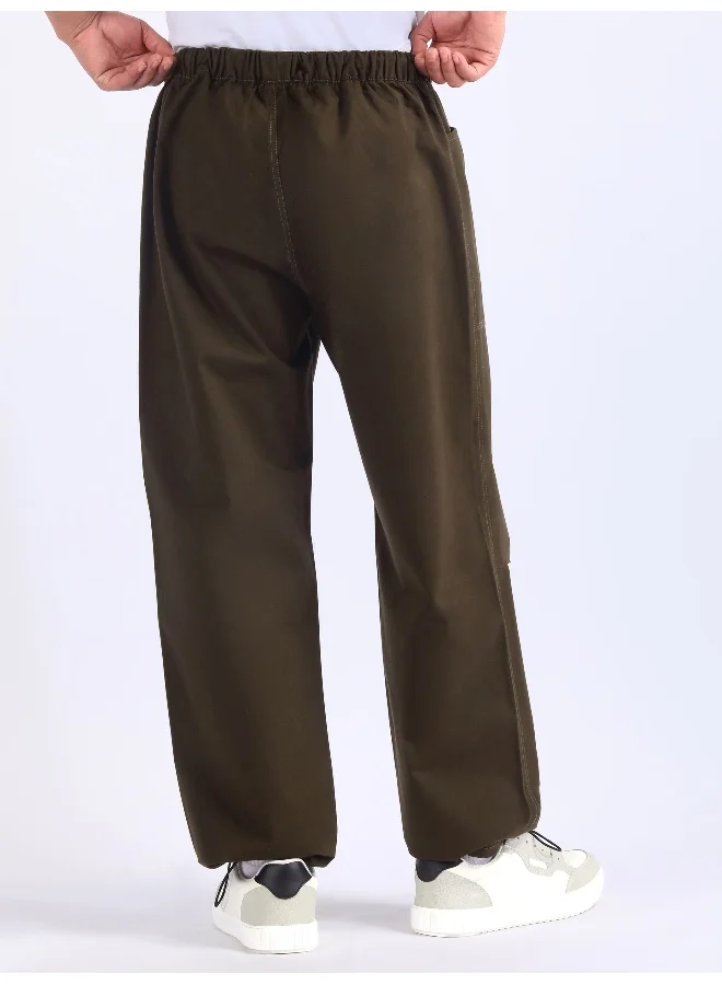 Beyoung Coffee Brown Double Pleated Cargo Joggers