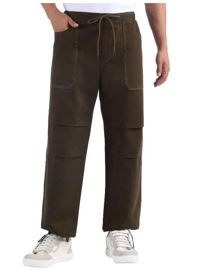 بيونغ بنطلون جوجر كارجو مزدوج الطيات بلون بني قهوة