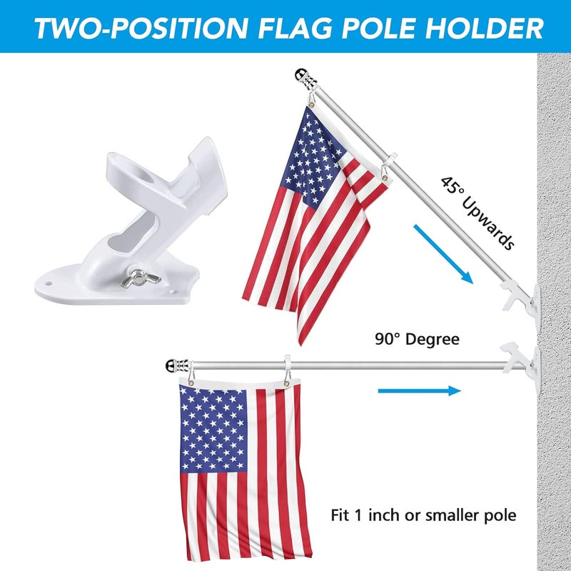 Hoople Flag Pole Holder for Outside House, Flag Holder, Flag Holders for Outside, Heavy Duty Flag Pole Mounting Bracket, Flag Bracket, Aluminum Rust Free Coated, Stainless Hardware 1" Diameter - Image 3