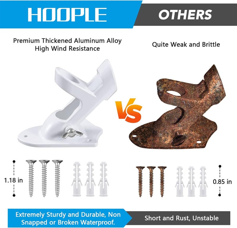 Hoople Flag Pole Holder for Outside House, Flag Holder, Flag Holders for Outside, Heavy Duty Flag Pole Mounting Bracket, Flag Bracket, Aluminum Rust Free Coated, Stainless Hardware 1" Diameter - Image 4