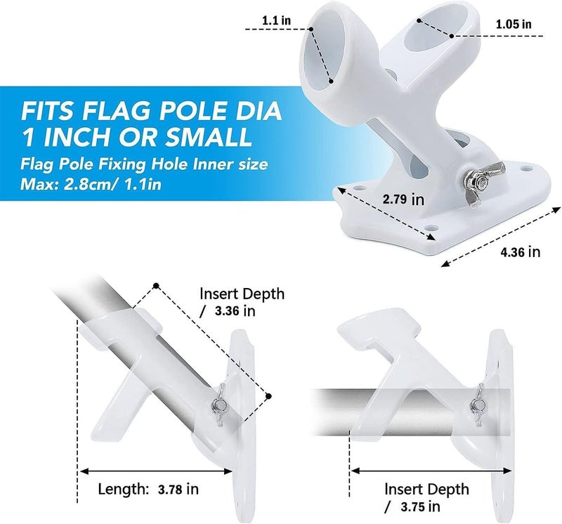 Hoople Flag Pole Holder for Outside House, Flag Holder, Flag Holders for Outside, Heavy Duty Flag Pole Mounting Bracket, Flag Bracket, Aluminum Rust Free Coated, Stainless Hardware 1" Diameter - Image 5