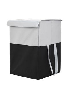 Perpetual Cloth Basket For Laundry Waterproof Non Woven Cloth Bag For Storage Clothes Flodable Laundry Basket Bag With Lid And Handle 75 Liters GreyBlue