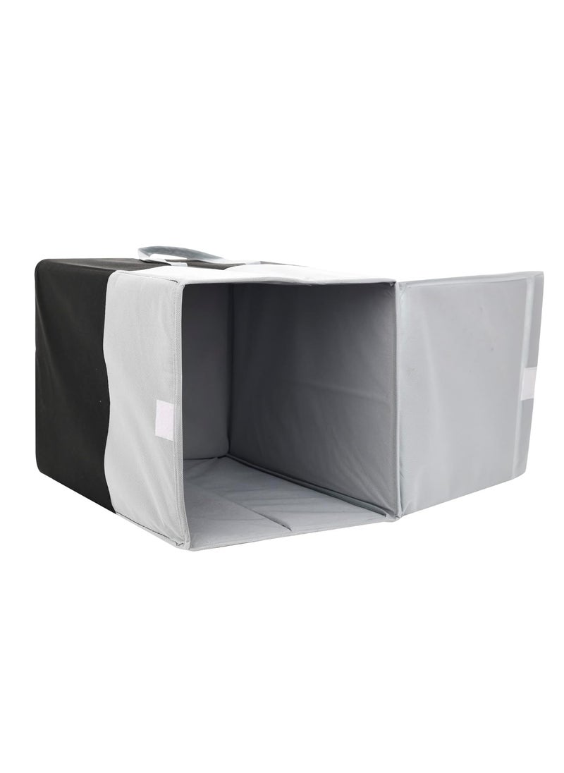Perpetual Perpetual Cloth Basket For Laundry Waterproof Non Woven Cloth Bag For Storage Clothes Flodable Laundry Basket Bag With Lid And Handle 75 Liters GreyBlue  - Image 5