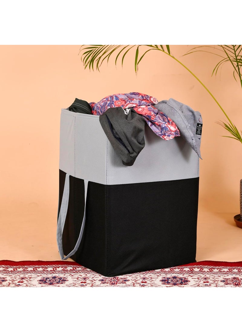 Perpetual Perpetual Cloth Basket For Laundry Waterproof Non Woven Cloth Bag For Storage Clothes Flodable Laundry Basket Bag With Lid And Handle 75 Liters GreyBlue  - Image 2