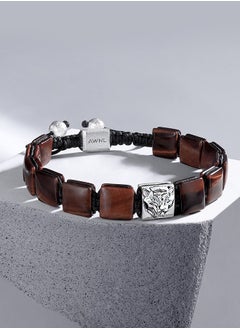 AWNL Flatbead Drawstring Bracelet With Red Tiger Eye and Sterling Silver Charm  - Image 2