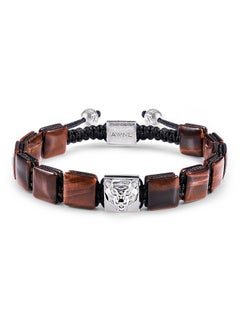 AWNL Flatbead Drawstring Bracelet With Red Tiger Eye and Sterling Silver Charm  - Image 3