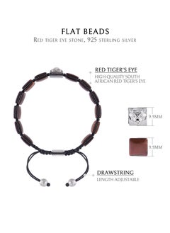 AWNL Flatbead Drawstring Bracelet With Red Tiger Eye and Sterling Silver Charm  - Image 5