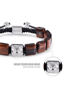 AWNL Flatbead Drawstring Bracelet With Red Tiger Eye and Sterling Silver Charm  - Image 4
